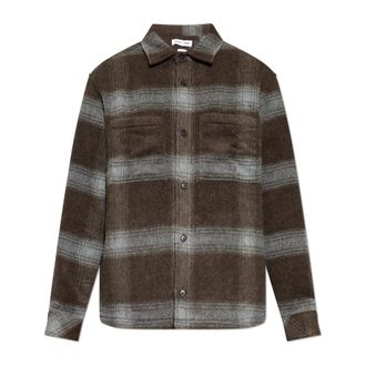 Sams&oslash;e & Sams&oslash;e Sacastor Shirt - Heren - Casual Overhemden - Bruin - M - Wol - Overhemden