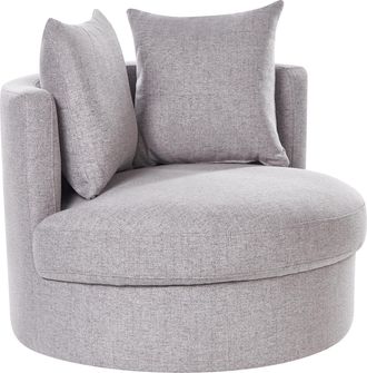 Beliani Beliani - Sill&oacute;n Moderno Glamour Respaldo Redondo Poli&eacute;ster Base Giratoria Hierro Con Dos Cojines Gris Dalby