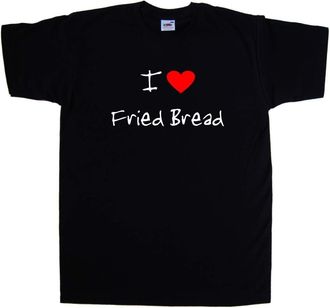 Tee Tree Designs I Love Heart Fried Bread Black T-Shirt (White Print)-XX-Large
