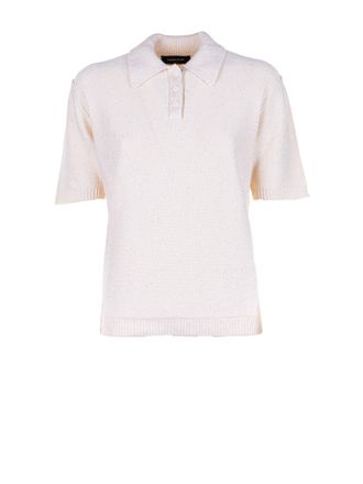 Fabiana Filippi Womens Short Sleeve Polo - Ivory Cotton - Size EU 44 (Womens)
