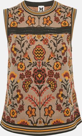 M Missoni Brown Floral Pattern Knit Sleeveless Top