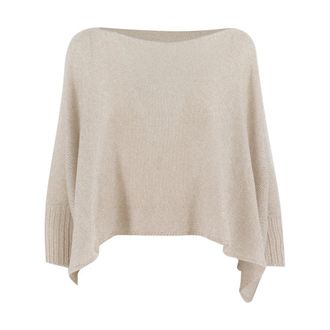 Le Tricot Perugia Poncho-stijl Jumper - Dames - Ronde hals truien - Beige - Xs/S - Truien & Vesten