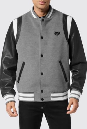 Philipp Plein Bomber varsity in pelle e viscosa con logo ricamato