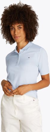 Tommy Hilfiger Poloshirt TOMMY HILFIGER Regular Fit Pique Premium Polo, Damen, Gr. XXXL(46), blau (breezy blau), Piqu&eacute;, Obermaterial: 95% Baumwolle, 5% Elasthan, uni