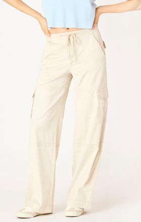 Dex Clothing Cargo Wide Leg Pant In Khaki Cream Beige