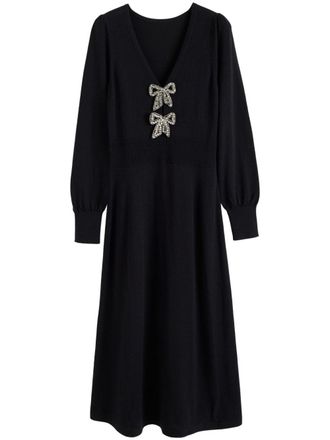 Chinti and Parker Abito midi Bow Brooch - Nero