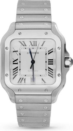 Cartier Pre-owned Cartier Santos Silvered Opaline Dial Mens Watch WSSA0018