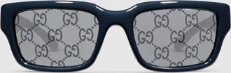 Gucci Rectangular-frame Sunglasses, Blue