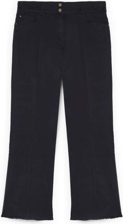 Fiorella Rubino Rechte katoenen broek - Dames - Wijde Broeken - Blauw - 4XL - Katoen - Broeken