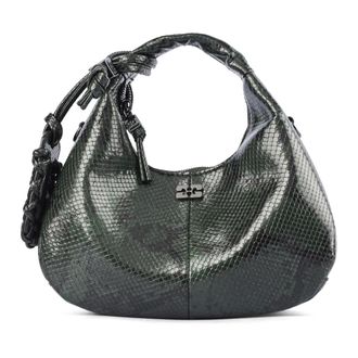 Ganni Handbags, female, Green, Size: ONE SIZE Hobo Mini Snake