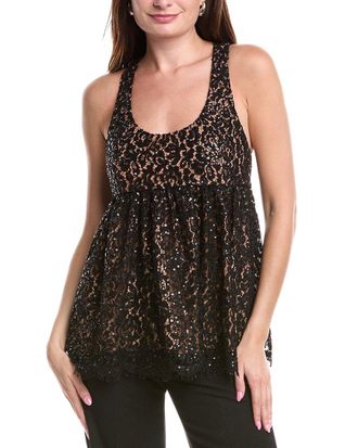 Michael Kors Sequin Lace Silk-Lined Top
