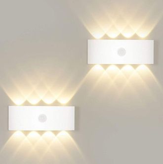 OEM Langray L&aacute;mpara De Pared De 8w Con Sensor De Movimiento, Encendido/apagado Autom&aacute;tico, Luz Blanca C&aacute;lida De 3000k, Apta Para Interiores Y Exteriores C