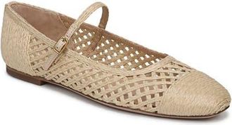 Veronica Beard Ellie Raffia Mary Jane Flat in Natural at Nordstrom, Size 5.5