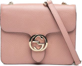 Gucci Pre-owned Womens Small Dollar Calfskin Interlocking G Crossbody - Rose Gold Leather - One Size