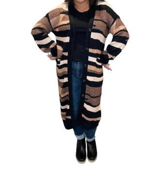 Saltwater Luxe Buttoned Sweater Cardigan In Black/brown
