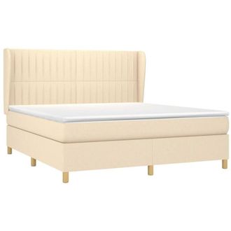 vidaXL Vidaxl - Cama Box Spring Con Colch&oacute;n Tela Color Crema 160x200 Cm