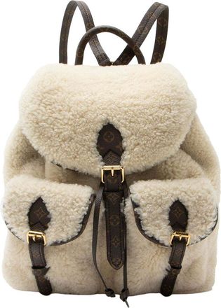 Louis Vuitton Beige Monogram Canvas Shearling Lv Ski Backpack (Authentic Pre-Loved)
