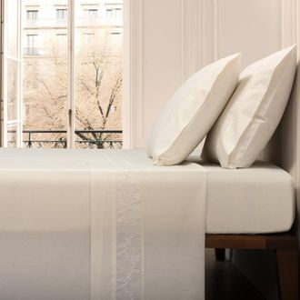 Casa da Laura S&aacute;banas 100% algod&oacute;n 200 hilos flores beige cama 90 1 almohada 45 x