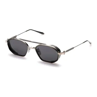 Akoni Accessoires, Heren, Grijs, ONE Size, Octagonale zonnebril in geborsteld zilver/zwart rhodium