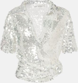 CHRISTOPHER ESBER Sequined semi-sheer polo shirt