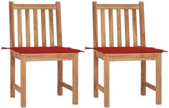 vidaXL Sillas De Jard&iacute;n 2 Unidades Madera Maciza De Teca Con Cojines Vidaxl