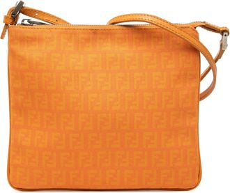 Fendi Womens Pre-owned Zucchino Canvas Crossbody - Orange Textile - One Size