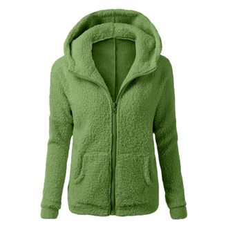 Generic Ladies Fleece Jackets Full Zip Sweatshirts Womens Teddy Hoodies With Pockets Teen Girls Winter Plush Coats Long Sleeve Tunic Tops Casual Fuzzy Sweater