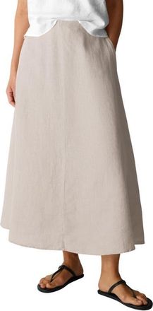 Eileen Fisher A-Line Organic Linen Midi Skirt in Undyed Natural at Nordstrom, Size Xx-Small