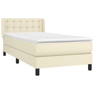 vidaXL Cama Box Spring Con Colch&oacute;n Cuero Sint&eacute;tico Crema 90x190 Cm Vidaxl