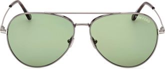 Tom Ford Dashel-02 62mm Oversize Aviator Sunglasses in Shiny Gunmetal /Green at Nordstrom Rack