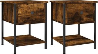 vidaXL Vidaxl - Bedside Tables 2 pcs Smoked Oak 34x35.5x45 cm Engineered Wood
