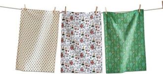 Tag Merry Catmas Set of Three Colorful Cotton Kitchen Towels in Multicolored at Nordstrom