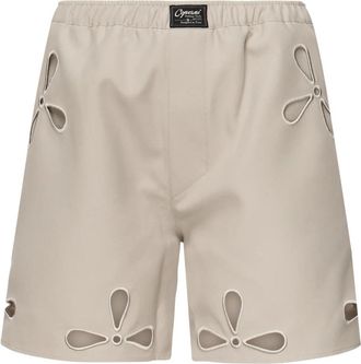 Coperni Petal Embroidered Cut-Out Shorts - Dames - Korte Broeken - Beige - S - Polyester - Korte Broeken