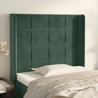 vidaXL Cabecero Con Orejas De Terciopelo Verde Oscuro 83x16x118/128 Cm Vidaxl