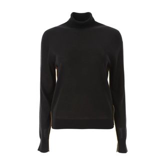 Paul Smith Turtlenecks, female, Black, Size: XL Wool-Silk Signature Stripe Sweater