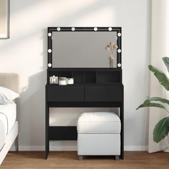 Berkfield Home Dressing Table with LED Black 80x41x134.5 cm