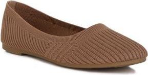 London Rag Ammie Ribbed Knit Ballet Flat in Taupe at Nordstrom Rack, Size 6