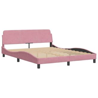 vidaXL Vidaxl - Cama Con Cabecero Sin Colch&oacute;n Terciopelo Rosa 160x200 Cm