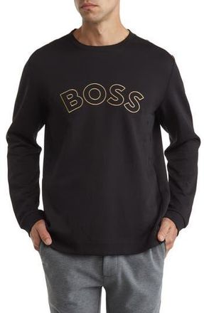 BOSS Salbo Block Letter Crewneck Pullover in Black at Nordstrom Rack, Size Medium