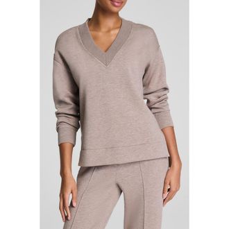 Spanx AirEssentials Brushed V-Neck Tunic Sweatshirt in Birch Heather at Nordstrom Rack, Size X-Small