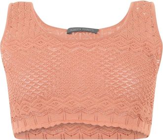 Alberta Ferretti Soft Cropped Top with Wide Straps - female - Alberta Ferretti - Sleeveless Tops - Pink - S - Tops