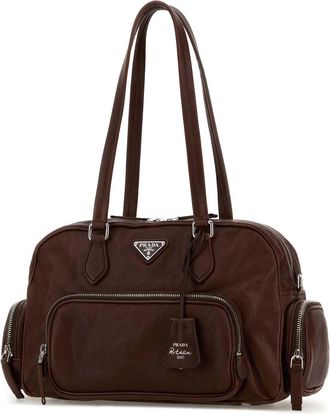 Prada Womens Chocolate Leather Shoulder Bag Cacao Borse A Mano