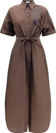 Brunello Cucinelli Brown Cotton Casual Womens Dress