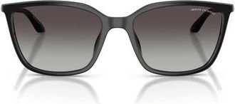 A|X Armani Exchange 55mm Square Sunglasses in Shiny Black /Grey Gradient at Nordstrom