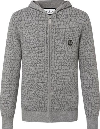 Philipp Plein Knit hoodie Cocco - Heren - Vesten - Grijs - L - Truien & Vesten