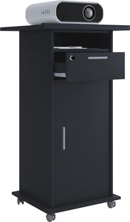 ebuy24 Ebuy24 - Mesa De Pie De Madera Vcm Ideal Para Proyector O Proyector Con Ruedas Y Puerta Dimensiones: Al. 108 X An. 60 X D. 50 Cm Panel Basculante Caj&oacute;