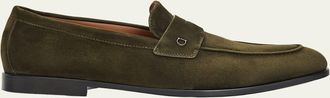 Ferragamo Mens Suede Micro-Gancio Penny Loafers
