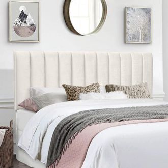 Casa Solace Cream Plush Small Double 26 inch Strutted Headboard