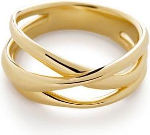 Monica Vinader Nura Crossover Ring in 14Kt Solid Gold at Nordstrom, Size 6.75