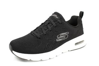 Skechers Womens Skech-AIR Court Sneaker, Black Mesh/White Trim, 7 UK